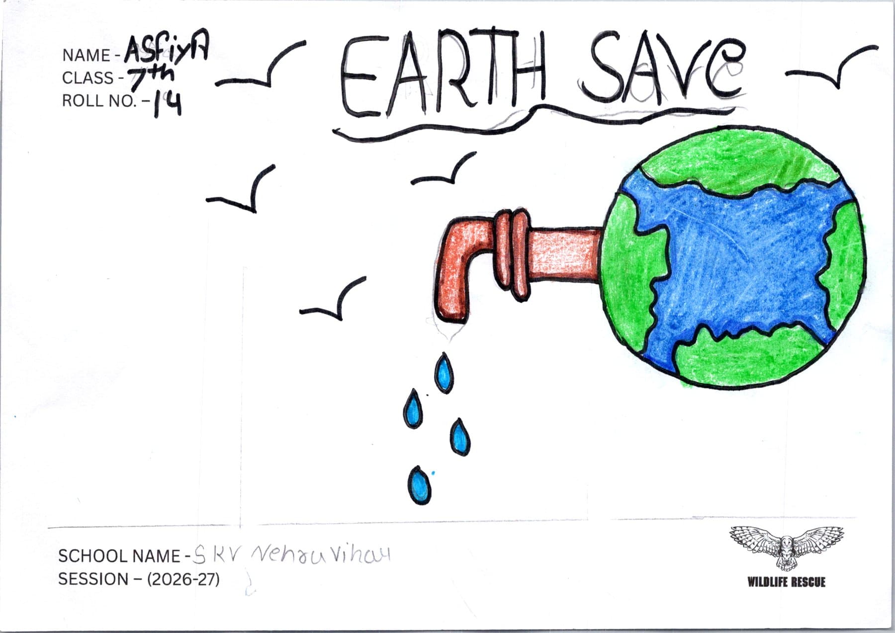 A child's artwork about the environment and nature